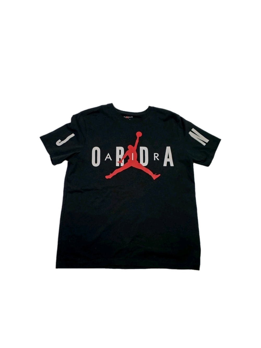 Jordan Black Tee with Red Jumpman and White Lettering Mens XL